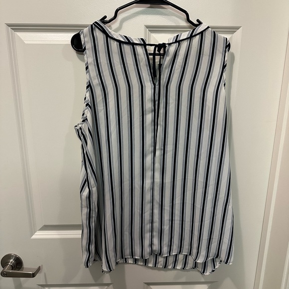 Blue and white striped tank top with tie back. - Picture 3 of 3